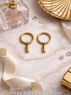 SE-45-14K Gold Hoop Earrings Dangle Charm – 2.84g Minimalist Estate Jewelry